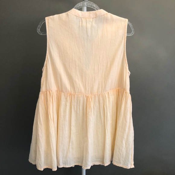 Vintage Boho Floral Festival Beige Casual Sleeveless Top with tassel. - Picture 4 of 11